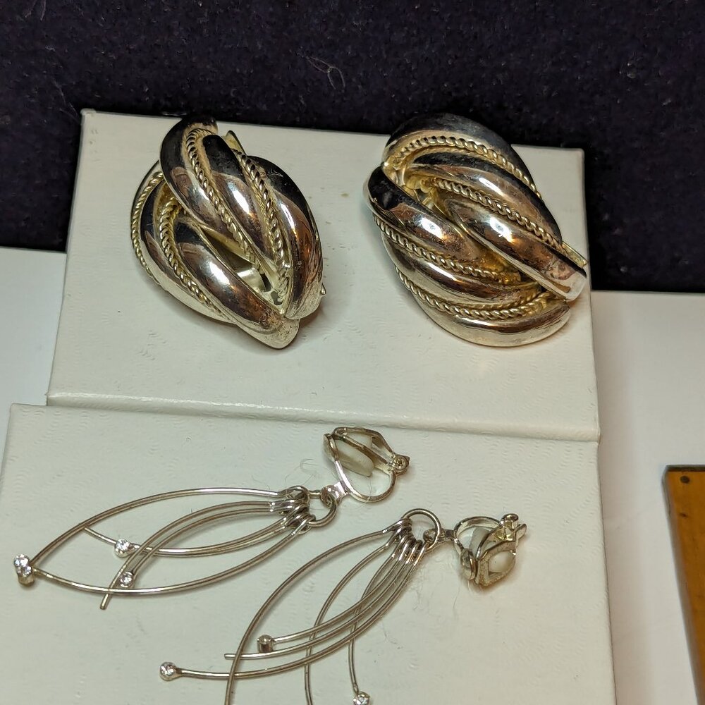 CLIP ON EARRINGS 1950s TRADITIONAL BOLD AND FANCY DANGLE CZ BUNDLE UP LOT